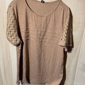 Chic Tan Lace Sleeve Women's Top